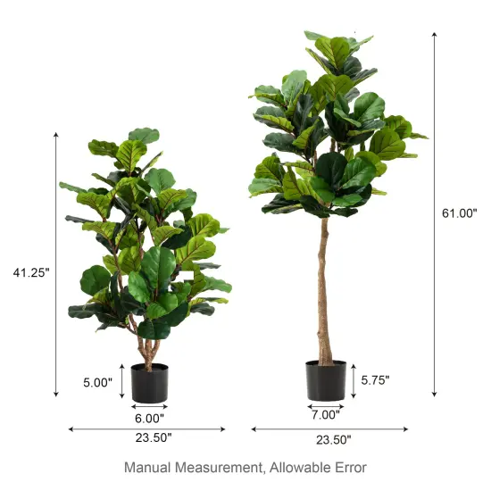 Set of 2 3.5ft & 5ft Faux Fiddle Leaf Fig Trees {5}