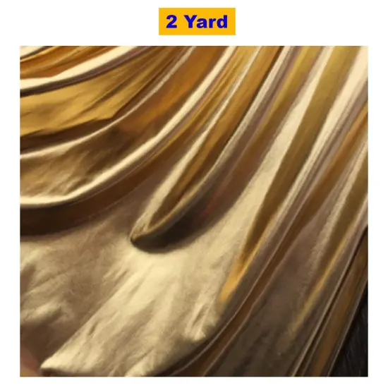 4 Way Stretch Gold Metallic Pleather Spandex Fabric {1}