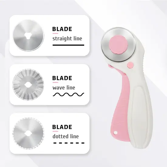 Pink Professional Sewing Scissors Set: Big Scissors, Small Scissors, Rotary Cutter with 3pcs Extra Blades for Cutting Fabric {2}