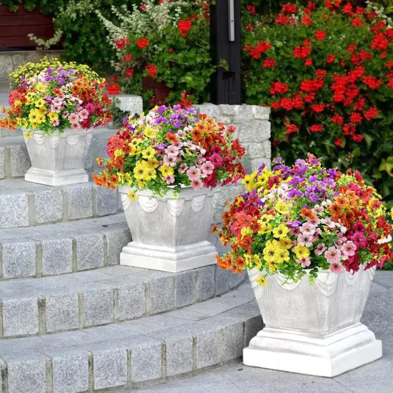 Artificial Summer Bouquets Faux Plants Flowers for Outdoors UV Resistant Fake Plants Flowers {5}