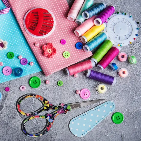 Sewing scissors sharp scissors Embroidery Scissors Crafting Threading Scissors with Leather Scissors Cover for Needlework Craft Art Work Manual Sewing Handicraft DIY Tool Black Flower {5}