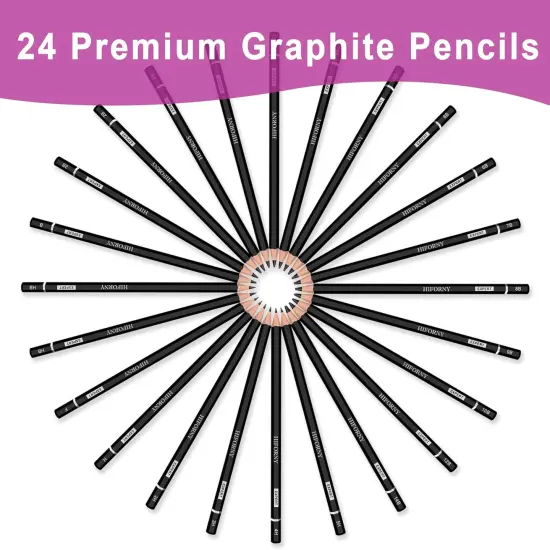 24 Pieces Graphite Sketching Pencil Set - Graphite Pencils(14B - 5H),Sketch Pencils,Drawing Pencils,Drafting Pencils,Art Pencils with 19 Grades - Ideal for Beginners & Artists {4}