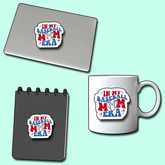 (3Pcs) in My Baseball Mom Era Sticker, Decal Gifts Mama Decorate Books Laptop Phone Water Bottles Kindles Stickers Tumbler Sticker Waterproof Vinyl Decorate Sticker 3" Inch {5}