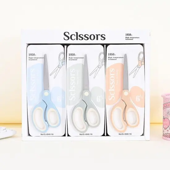 Pastel Non-Stick Scissors - All-Purpose Office & Craft, Soft Grip Cutting Tool, Blunt Tip Fabric Shears for Kids - Sewing, Left & Right Handed (1 Pack, Pink) {3}
