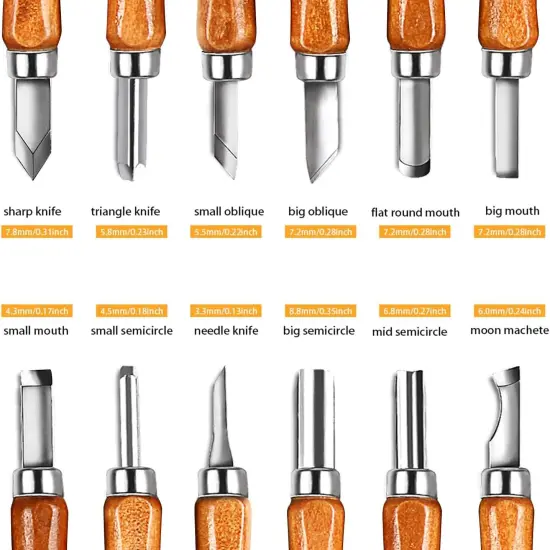 Wood Carving Knife Set - 20 PCS Hand Carving Tool Set for DIY Sculpture Carpenter Experts & Beginners {5}