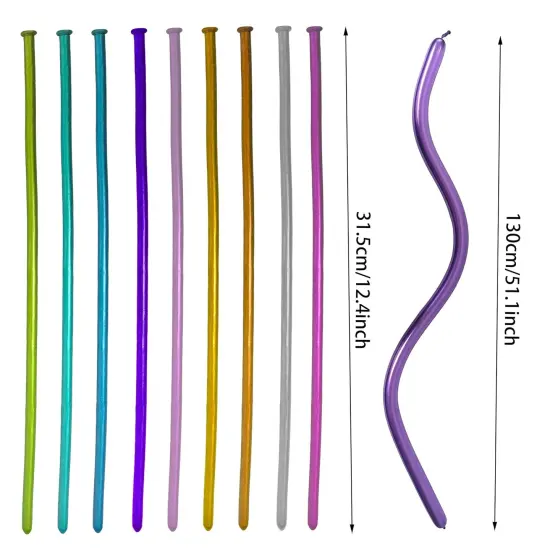260 Long Balloons Kit With Pump, Shiny Metallic Latex Twisting for Animals, Magic for Birthdays Wedding Party Decorations 100pcs Multicolor {2}