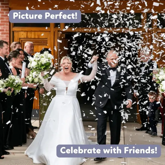 White Biodegradable Confetti Poppers Confetti Cannon | 6 Pack | Party Poppers Decoration for Wedding Exit, Graduation, Birthday | Wedding Party Favors | Launches 25 ft | 12 inch {2}