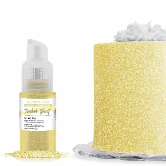 Bakell - Neon Yellow Tinker Dust Edible Glitter (25g, 1x Spray Pump) for Food, Desserts, and Beverages! {1}