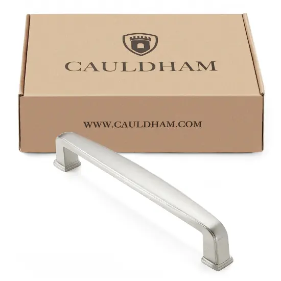 Cauldham Solid Kitchen Cabinet Handles (5" Hole Centers) - Drawer/Door Hardware - Style T765 - Satin Nickel {4}
