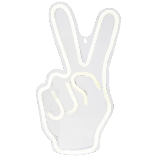 Northlight LED Peace Sign Hand Neon Lighted Wall Art - 15" - White {3}