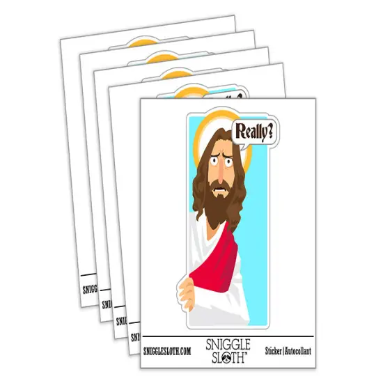 Water Bottle Sticker Set Disappointed Jesus Really Questioning Funny Cute Waterproof Vinyl Stickers Pack Decal, Skateboard, Laptop, Car, Window, Bumper - 5 Pack {2}