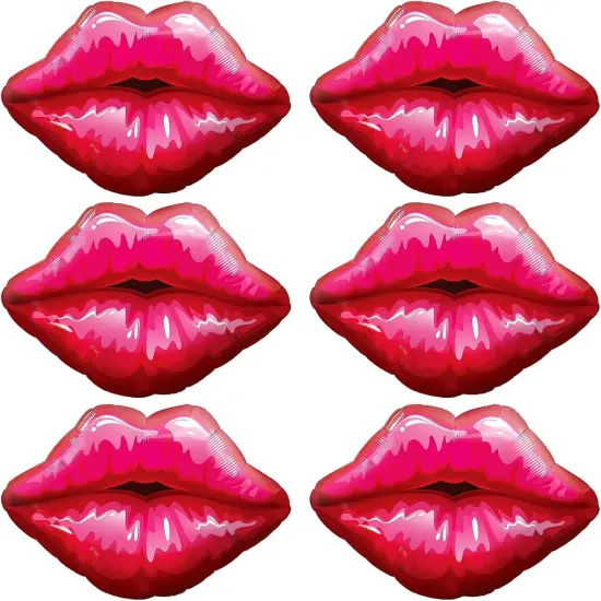 6 PCS Red Lip Balloon Set, Hot Pink Kiss Decorations {1}