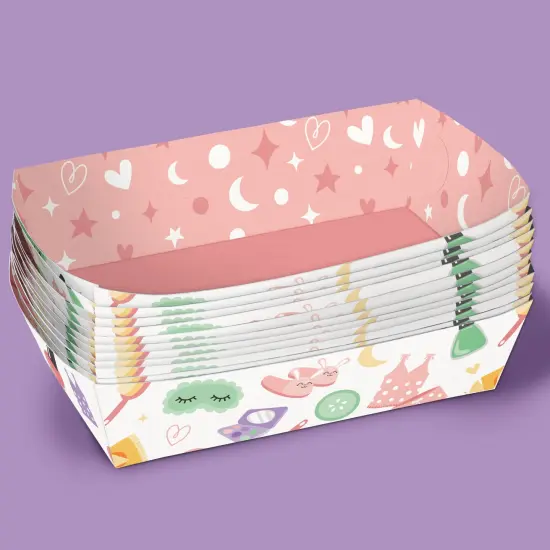 Big Dot of Happiness Pajama Slumber Party Paper Food Trays, Disposable Double-Sided Paper Food Holders for Nachos, Hot Dogs, French Fries - 12 Ct {5}