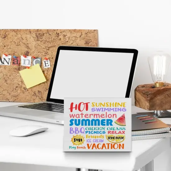 Country Summer Wood Sign Decor Desk Sign Summer Subway Wood Block Sign Summer Words Signs Rustic Home Shelf Wall Decoration {3}