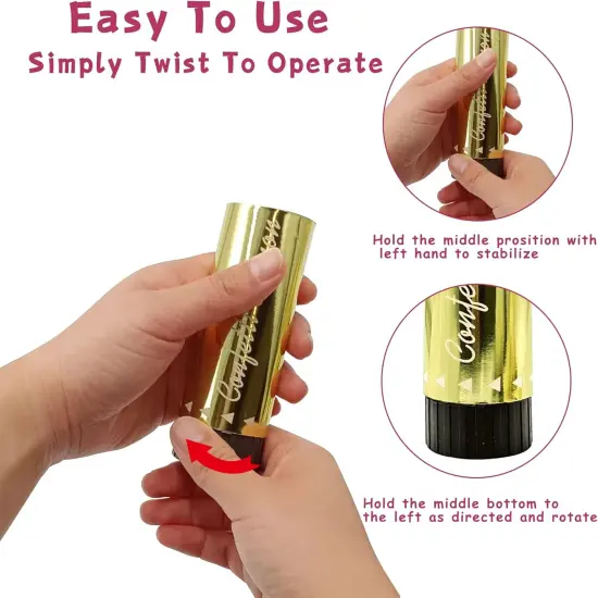 8 PCS Confetti Poppers Cannons for Gender Reveal Wedding Birthday Graduation Baby Shower Anniversary Christmas New Year's Kids Fun Party Supplies Decorations and Favors (Pink + Gold) {3}