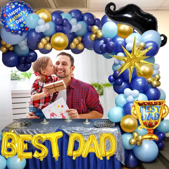 133Pcs Fathers Day Balloons Decorations Garland Arch Kit Include Happy Fathers Day Balloons, BEST DAD Foil Mylar Balloons, Happy Father's Day Party Decoration Supplies {4}