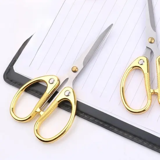 5" All Stainless Steel Office Scissors,Ultra Sharp Blade Shears,Sturdy Sharp Scissor for Office Home School Sewing Fabric Craft Supplies Multipurpose Scissors Gold {1}