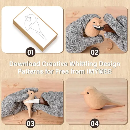 Deluxe Wood Carving Kit with Leather Case,Wood Carving Tools Set with Wood Carving Knife,Detail Knives,Basswood Blocks,Gloves,Strop Block,Polishing Compound for Whittling Kit Hobbies for Adults {4}