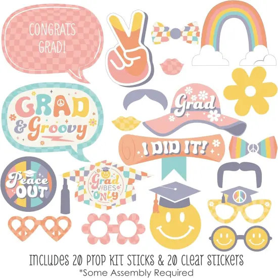 Groovy Grad - Hippie Graduation Party Photo Booth Props Kit - 20 Count {2}