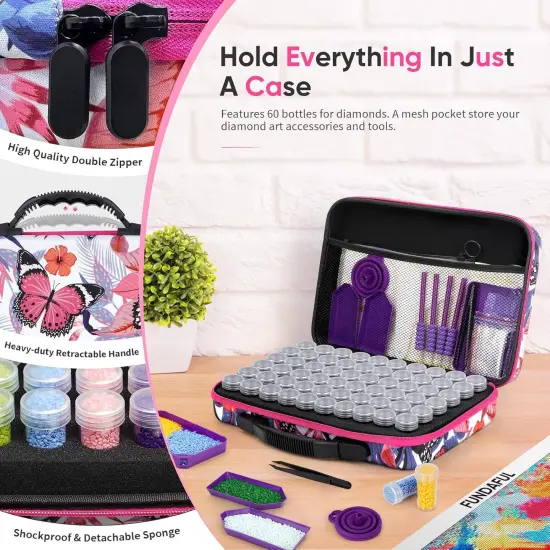 Diamond Painting Storage Containers, 60 Slots Diamond Art Accessories and Tools with Shockproof Jars Diamond Painting Kits for Jewelry Rings Charms Glitter Beads Organizer {2}