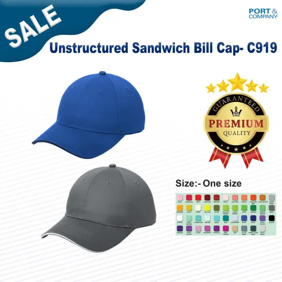 Port & Company&reg; Unstructured Sandwich Bill Cap Royal/ Black {3}