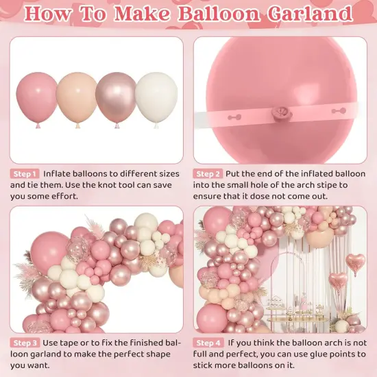 Life Dusty Pink Balloons Arch Kit, Different Sizes 18 12 10 5Inch Blush Pink Rose Gold Nude Ivory Confetti Latex Heart Foil Balloon for Girls Wedding Baby Shower Boho Birthday Party Decorations {2}