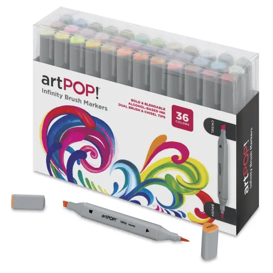 artPOP! Infinity Brush Markers (36 Pack) - Professional Dual Tip Alcohol Markers Set - Brush & Chisel - Artist Quality for Illustration, Design, Manga & Adult Coloring - Ergonomic Design {2}