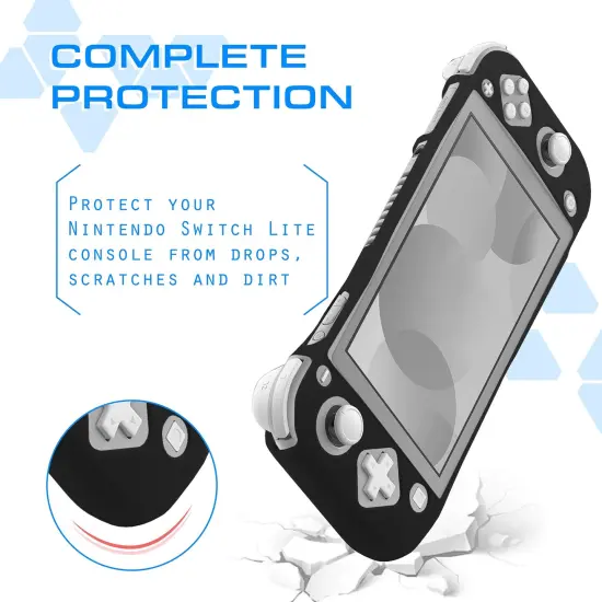 For Nintendo Switch Lite 2019 Protective Silicone Case for Girls & Boys, Soft Rubber Skin Cover Grip Protector, Shockproof, Anti Scratch, Non Slip, Black {2}