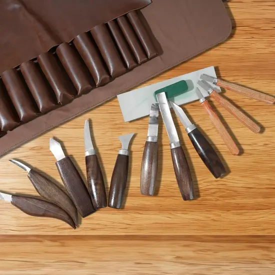 Wood Carving Tools Sets Deluxe Wood Carving Kit Wooden Carving Knife Wood working Carving Knife Tools Set with Large Leather Case For Beginner and Carpenter Experts {5}