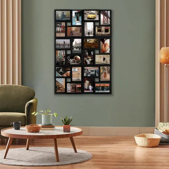 4×6 collage frame 24 pictures, picture frames collage wall decor, 24 slot picture frame Wall Hanging For 6×4 Photo, Black {4}
