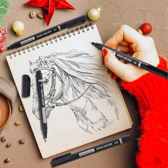 Micro Pen Fineliner Pens, 10 Size Fine Point Archival Black Ink Pens, Waterproof Multiliner Pen for Artist Illustration, Sketching, Art Drawing, Anime, Manga, DIY Gifts Projects {4}