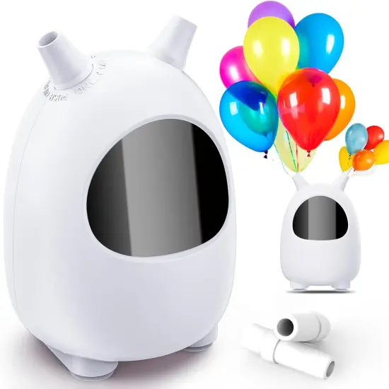 Electric Balloon Pump, Portable Dual Nozzle Electric Balloon Blower Pump, Electric Balloon Inflator for Decoration (110V 600W) (White) {1}