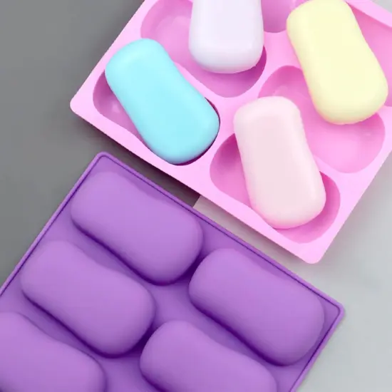 2 Pack Oval Silicone Soap Molds，6 Cavity Soap Molds for Soap Making Silicone Molds for Soap Bath Bombs Shower Steamer Lotion Bars {3}