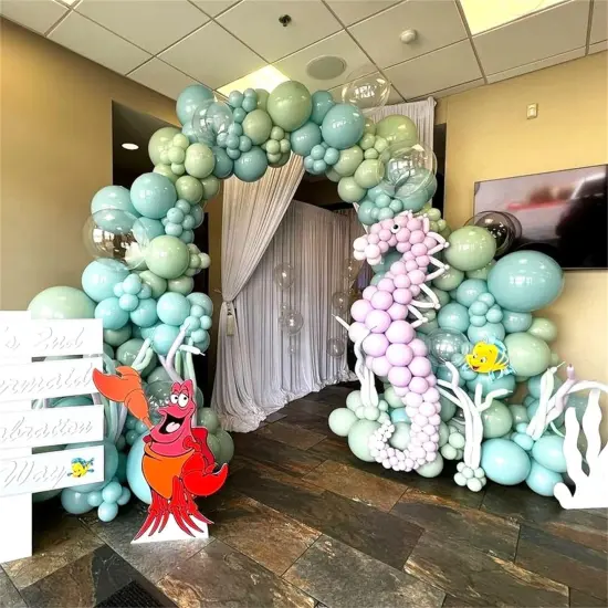 Dusty Sage Green Blue Gold Balloon Garland Kit, 107 PCS Pastel Olive Green Slate Blue Beige Metallic Gold Balloon Arch Kit for Women Men Boho Birthday Wedding Baby Bridal Shower Party Decorations {5}