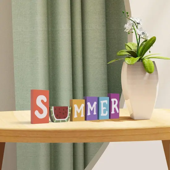 Summer Signs For Home Decor, 6 Pieces Wooden Summer Letter Blocks, Indoor Table Shelf Mantel Tiered Tray Decoration {4}