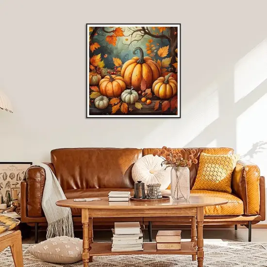 Fall Diamond Painting Kits for Adults, Pumpkin Halloween Diamond Art Kits, 5D DIY Full Drill Round Gem Art, Paint with Diamond Beads Craft Home Wall Decor {2}