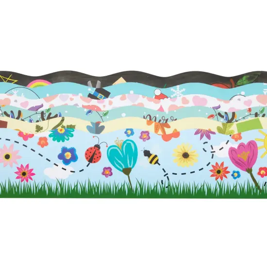 6-Rolls 234 Feet of Holiday Scalloped Bulletin Board Borders for Classroom Decor, Whiteboard, Chalkboard, School Decorations, 6 Assorted Designs for Teacher Supplies (78 Pieces) {6}