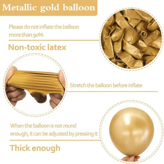 Gold Balloons Different Size 18 12 10 5in Chrome Metallic Gold Balloon Garland Arch Kit Glue Point Curlling Ribbon Strip Tying Tool For Birthday Baby Shower Wedding Graduation Party Decoration {5}