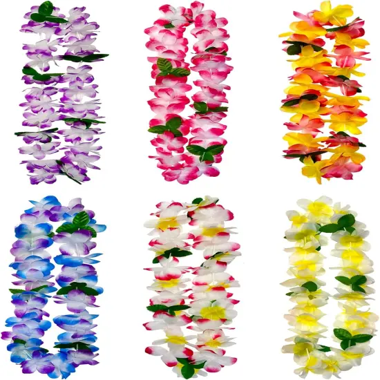 6 Counts Summer Garland Hawaiian Leis Bulk,leis for luau party,hawaiian leis for adults,beach party favors for adults,Summer Beach Vacation,Theme Party Decorations {1}