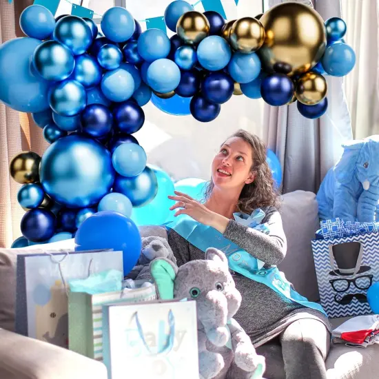 Blue Gold Balloon Arch Kit - Navy Blue Balloons Light Balloons Metallic Gold Balloons and Metallic Blue Balloons for Baby Shower Birthday Wedding Party Decoration {4}