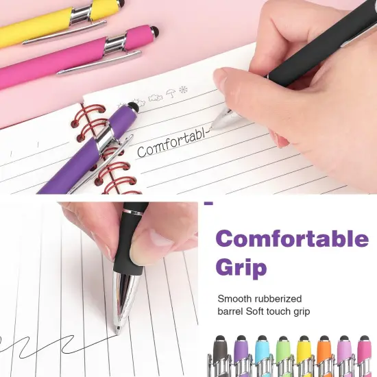 8 Pack Ballpoint Pen 2-in-1 Stylus Retractable Ballpoint Pen with Stylus tip, Metal Stylus Pen for Touch Screens, 1.0 mm Black Ink(Mixed Color) {3}