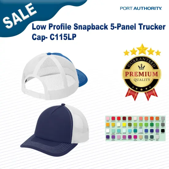 Port Authority&reg; Low Profile Snapback 5 Panel Trucker Cap Black/ White {3}