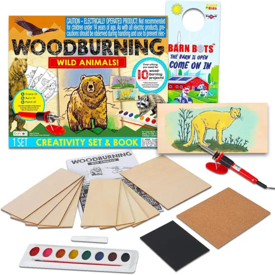 Wood Burning Kit for Beginners - Bundle with Wood Engraving Pen, Paint, Tracing Sheets, More | Beginners Pyrography Wood Burning Craft Project {1}