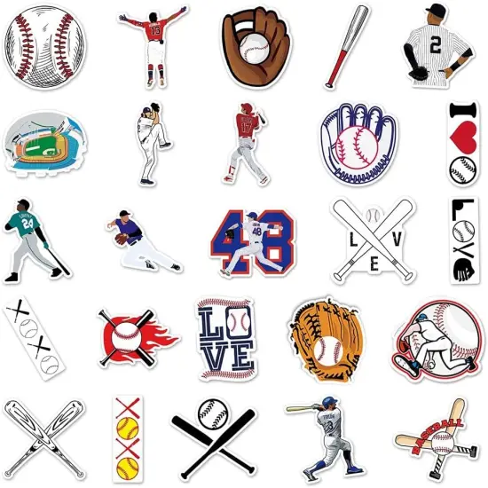 Baseball Game Stickers |50 Pcs Baseball Waterproof Vinyl Decals for Water Bottles Laptop Luggage Cup Computer Mobile Phone Skateboard Guitar Helmet Snowboard D&eacute;cor {3}
