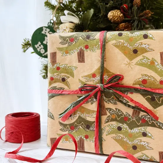 Wrapables Christmas Raffia Ribbons 492 Feet Total, Paper Twine for Gift Wrapping, DIY Crafts, Decorations (Set of 3) {3}