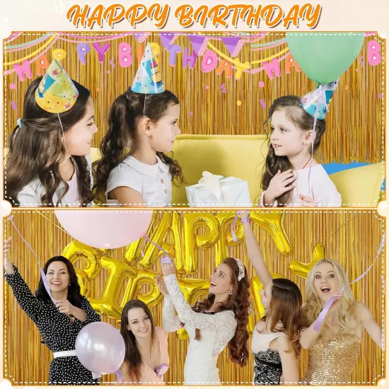 3 Pack 3.3 x 9.9 ft Gold Foil Fringe Glitter Curtains Party Decorations, Tinsel Backdrop for Parties, Door Streamers for Birthday, Photo Booth Backdrops, Party Decor {2}