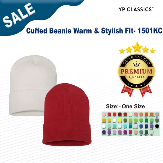 YP Classics&reg; Cuffed Beanie Warm & Stylish Fit Carolina Blue {3}