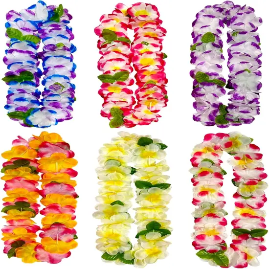 6 Count Thickened Summer Hawaiian Leis, Perfect Luau Party Supplies for Summer Beach Vacations, Essential Party Decorations {1}