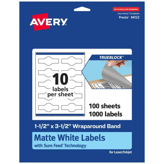 Avery TrueBlock Matte White Paper Labels,1-1/2" x 3-1/2" Wraparound {9}