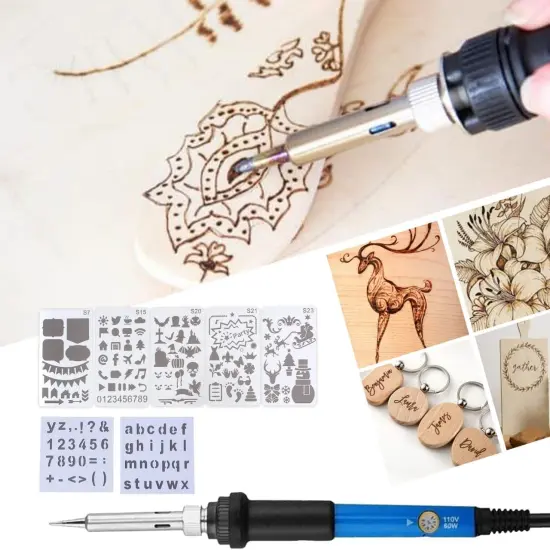 Wood Burning Kit 42Pcs Power Switch and Adjustable Temperature with Wood Burner Pen 392~842&deg;F for Adults Wood Burning Tool for Pyrography Leather, Black {4}